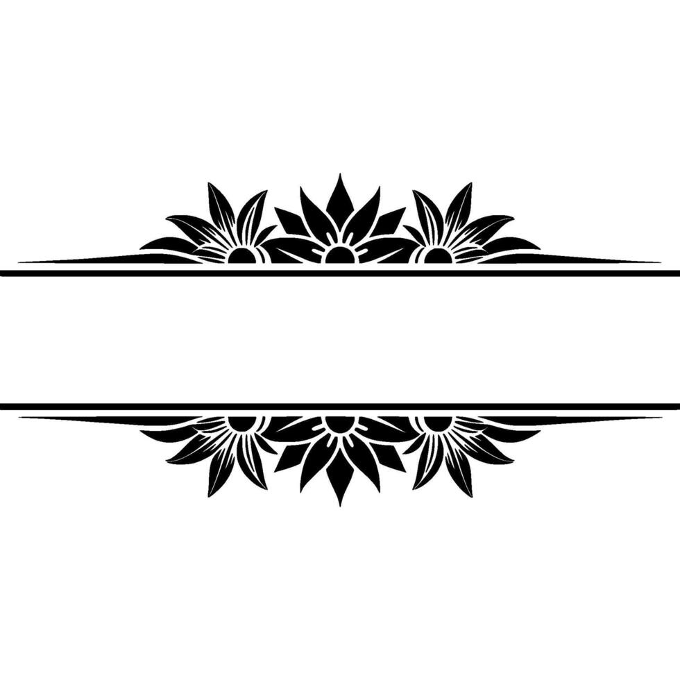 Floral Divider with Text Space Black Flowers on White Background vector