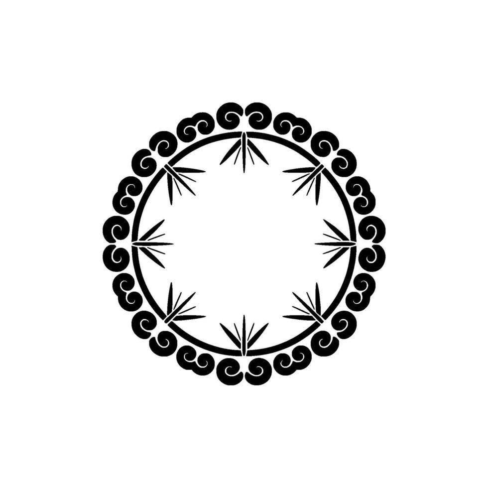 Bamboo Circle with Swirls, Minimalist Asian Style vector