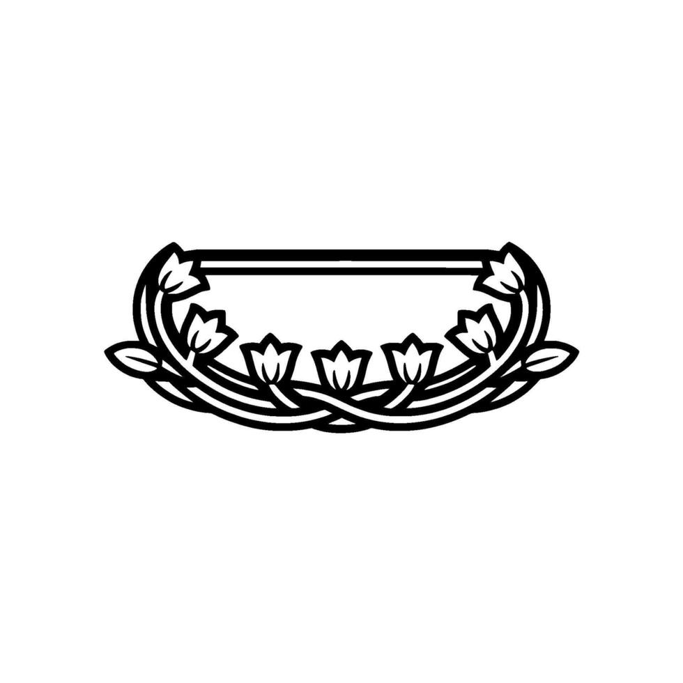 Art Nouveau Floral Frame, Black on Cream, Minimalist vector
