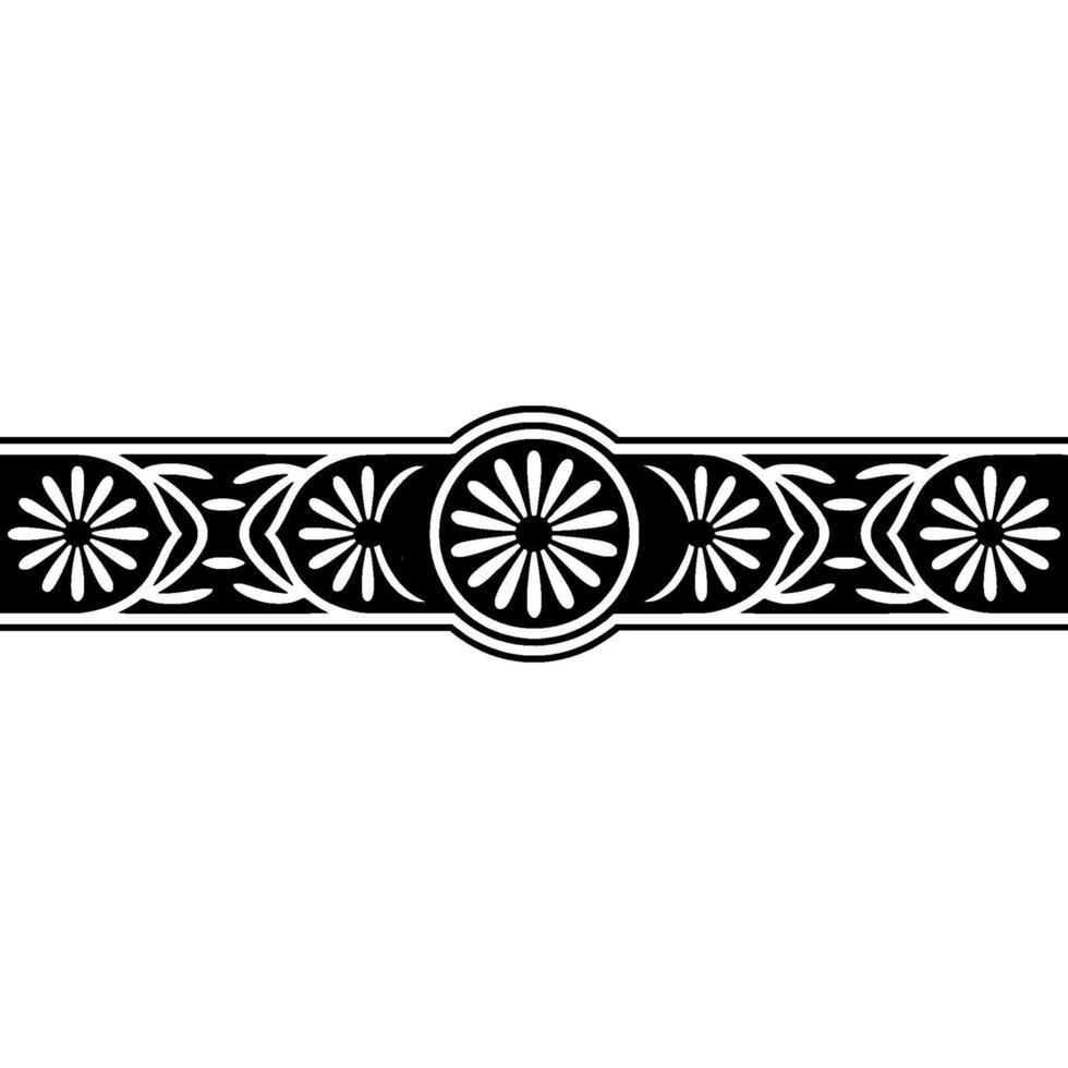Floral Decorative Border Minimalist Black White vector