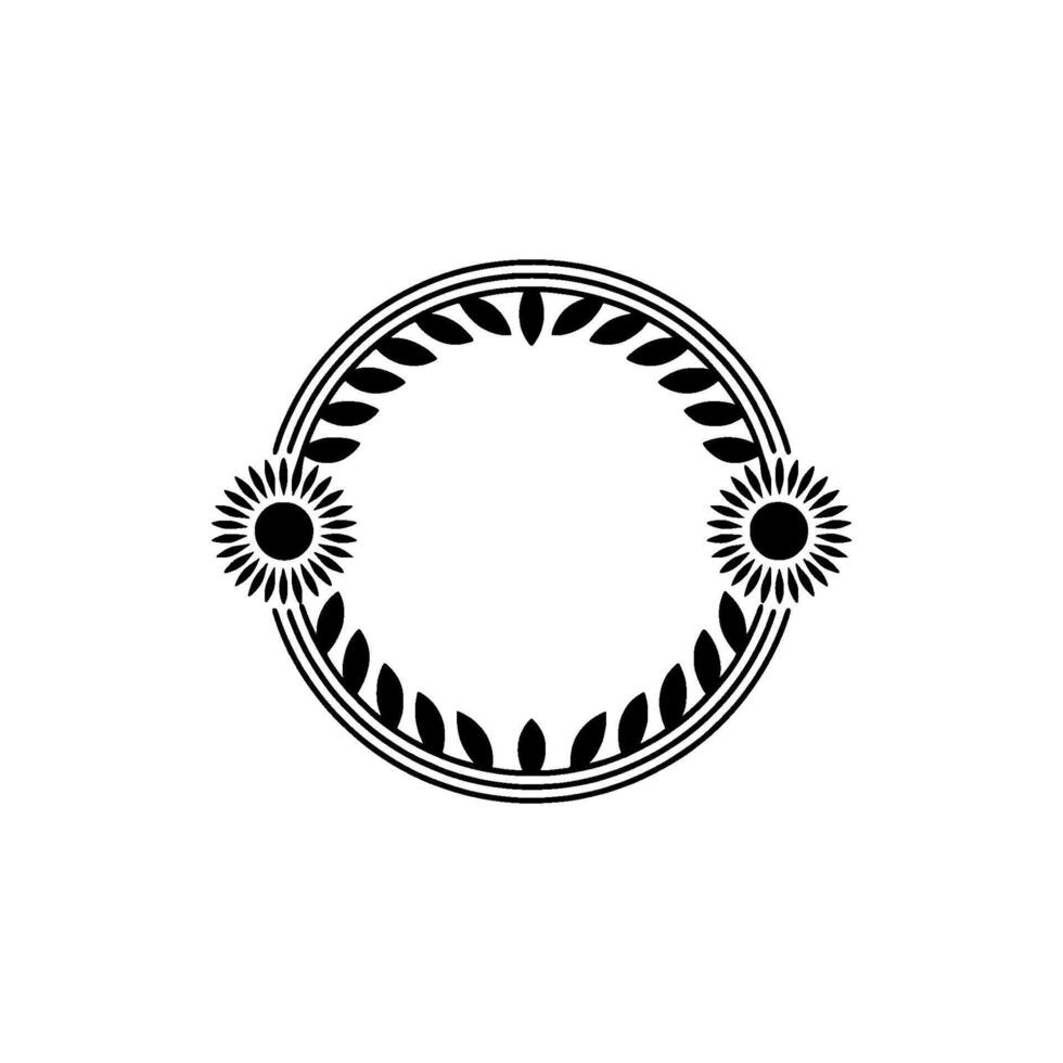 Minimalist Floral Wreath Frame Black and White vector