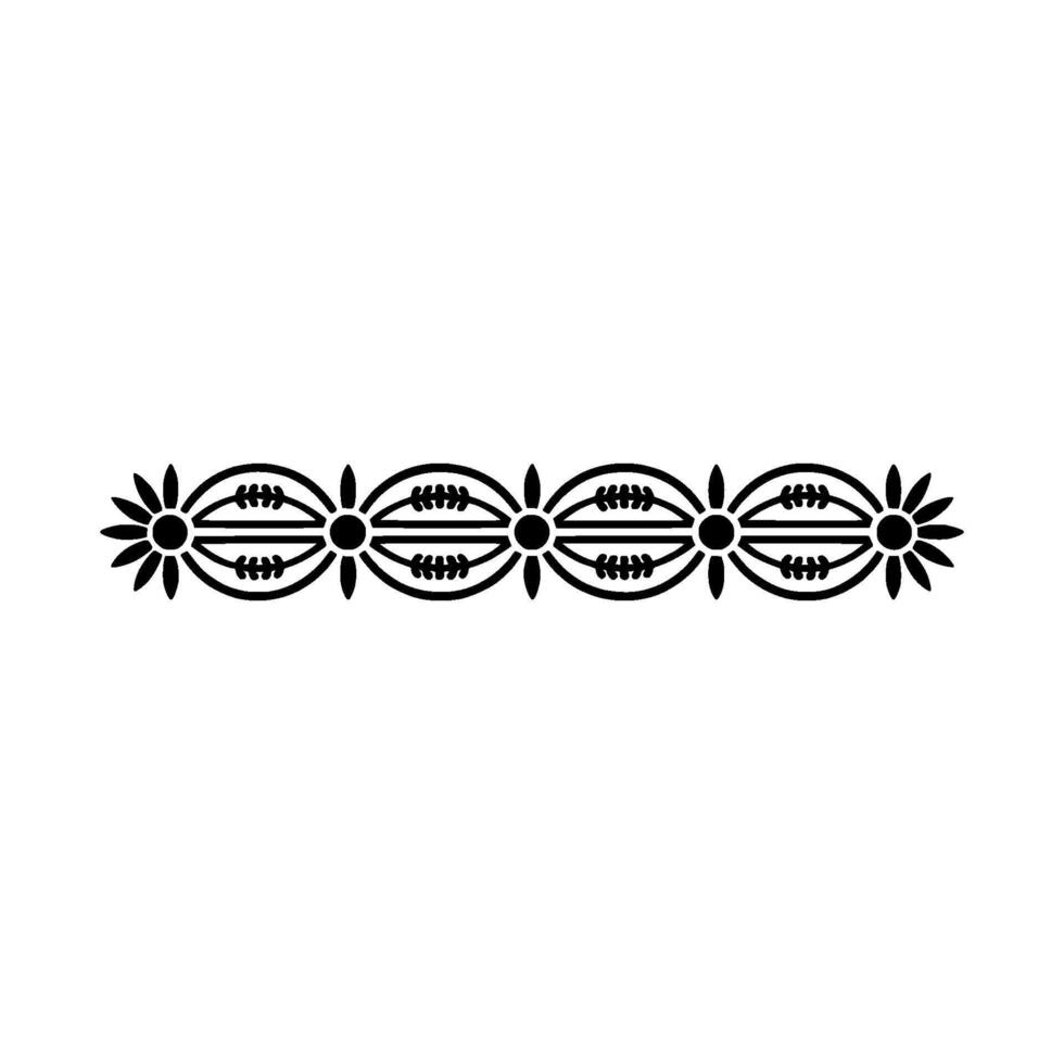 Floral Geometric Border Element, Minimalist Black White vector