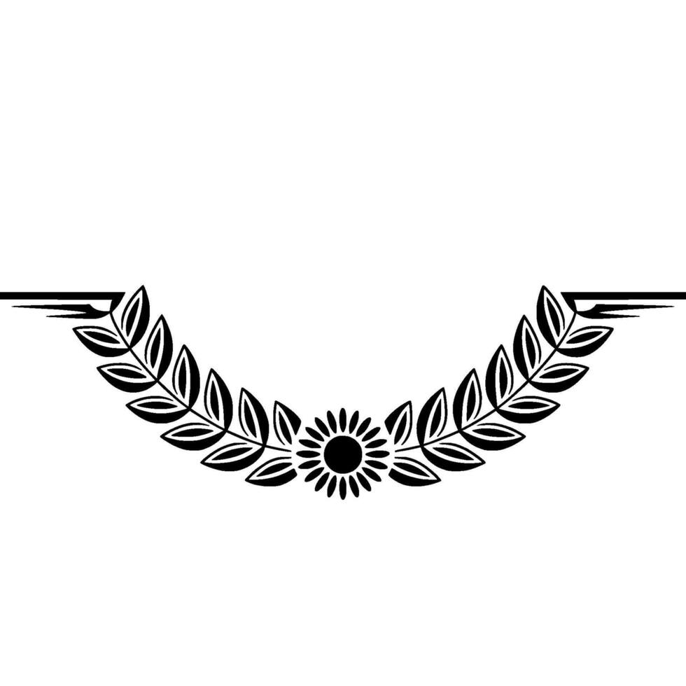 Black White Laurel Wreath with Sunflower Motif vector