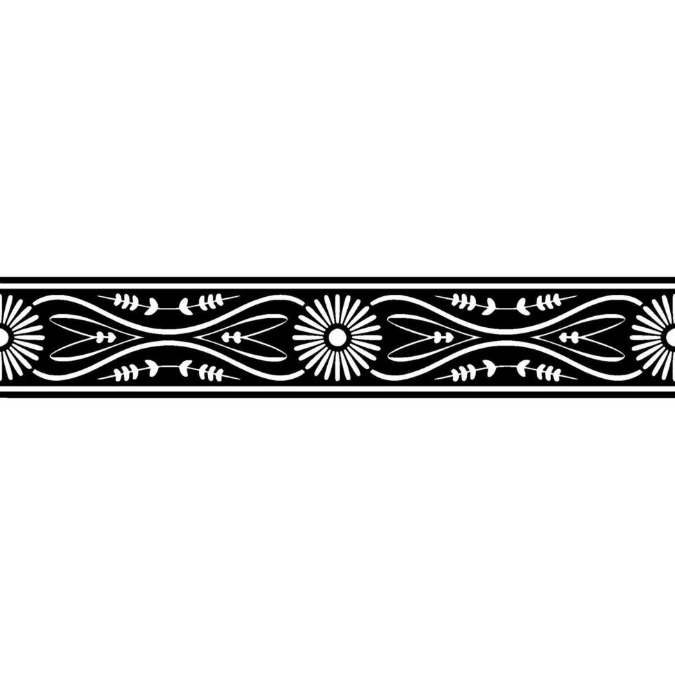 Elegant Floral Border in Black and White, Daisy vector