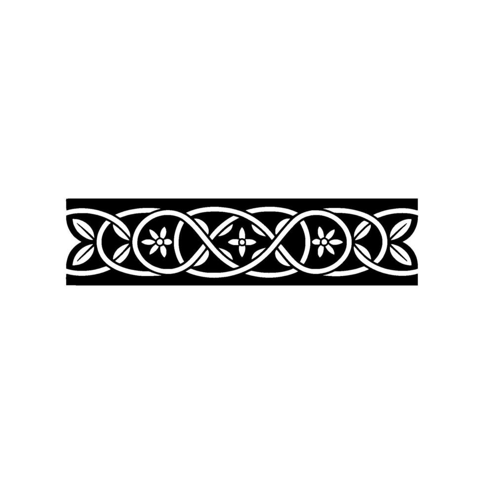 Elegant Black and White Floral Border , Celtic Knotwork Style vector