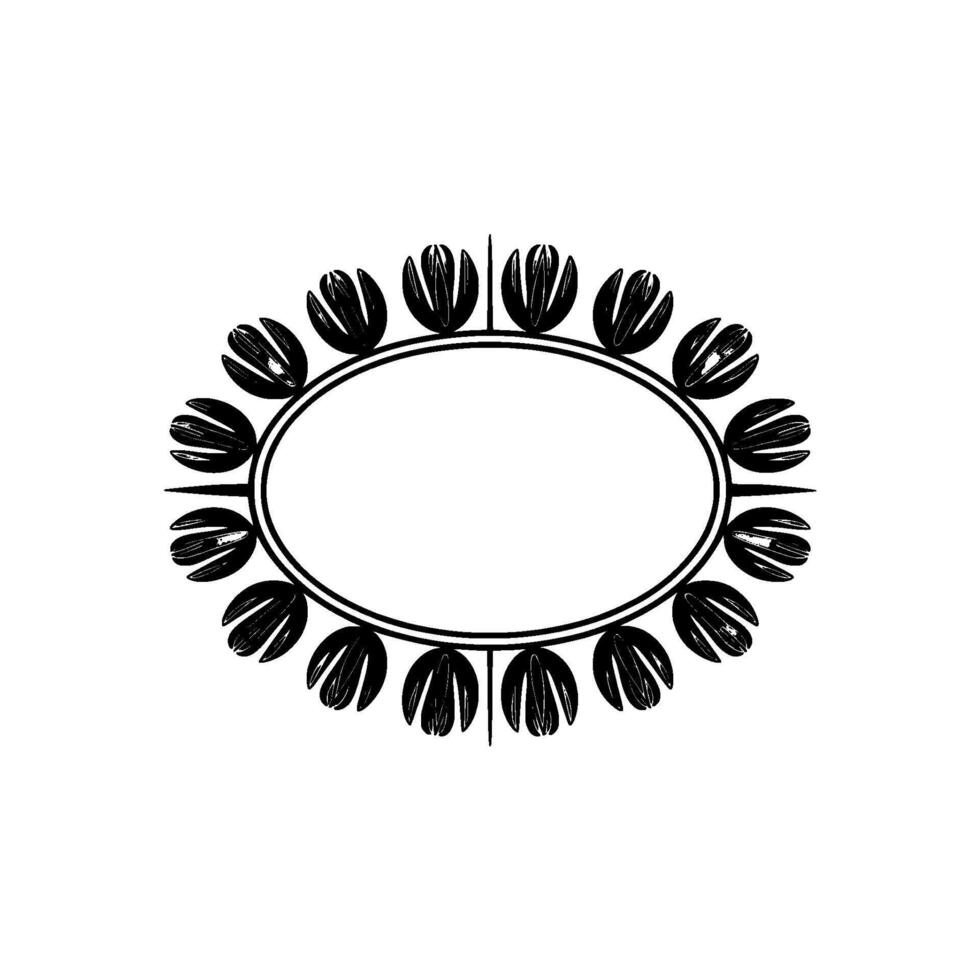 Geometric Floral Frame with Oval Center - Modern Minimalist vector