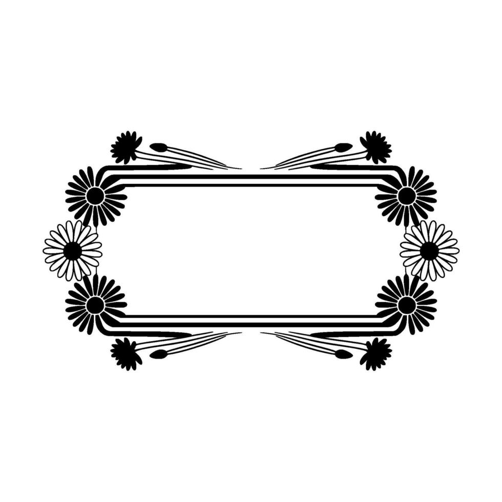 Daisy Frame in Minimalist Black White Style vector