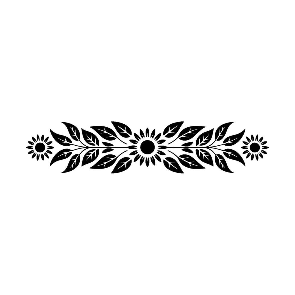 Floral Silhouette Border - Sunflower Leaf Decoration vector