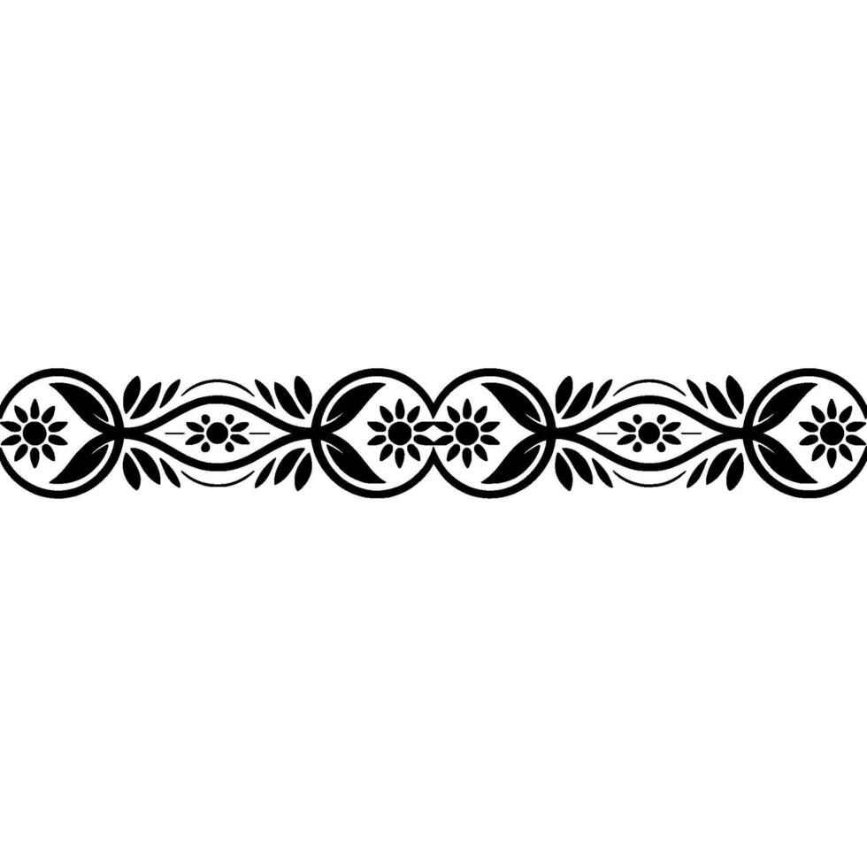 Elegant Black Floral Border on White Background, Monochrome vector
