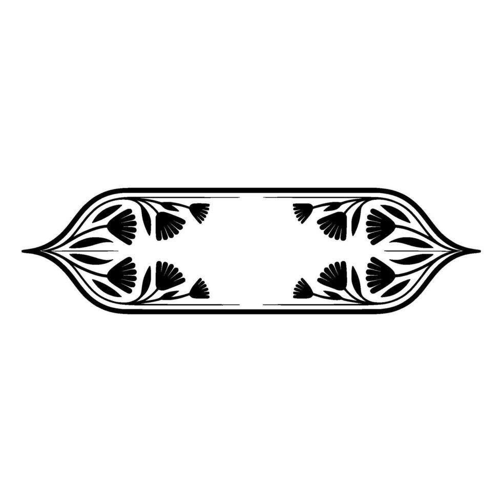 Elegant Floral Frame, Black and White Illustration, Border vector