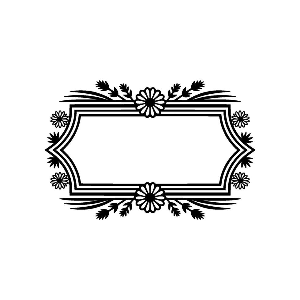 Elegant Floral Frame with Space for Text - Minimalist Black and White vector