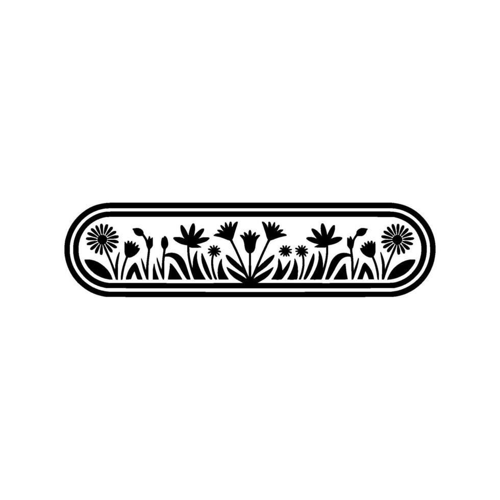 Minimalist Black White Floral Border , Botanical Element vector