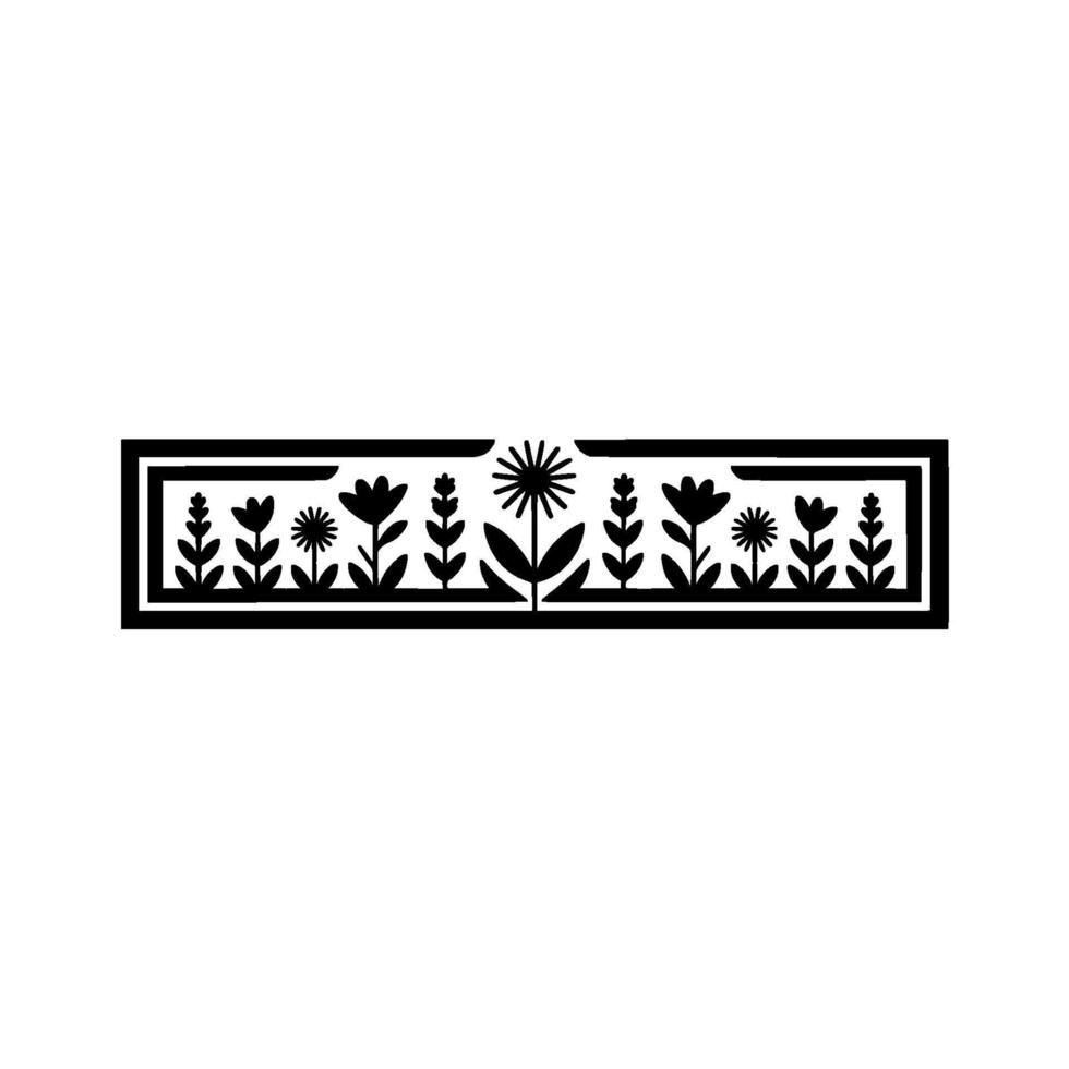 Floral Border Element - Minimalist Black and White vector