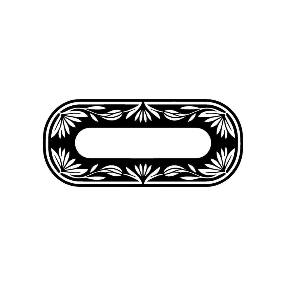 Elegant Black White Botanical Oval Frame vector