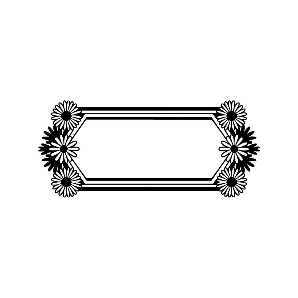 Floral Hexagon Frame in Monochrome vector