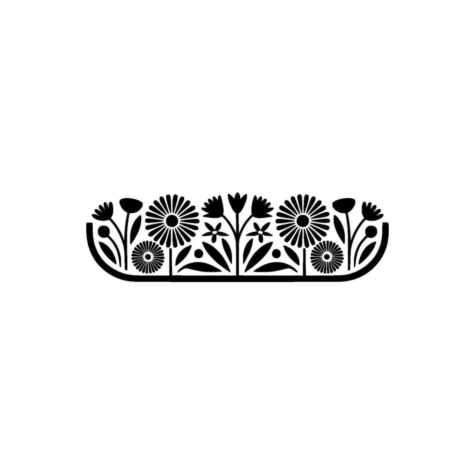 Minimalist Floral Arrangement Black White vector