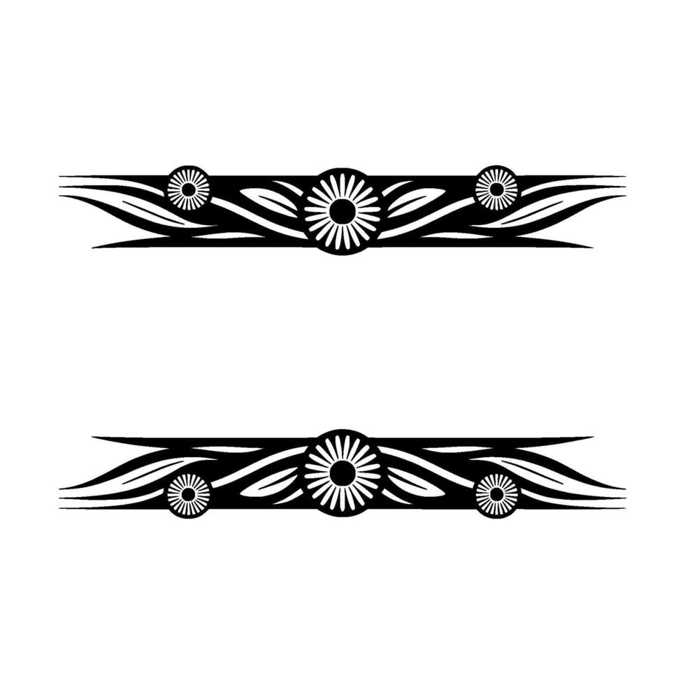 Floral Border Black White Ornate Element, Minimalist vector