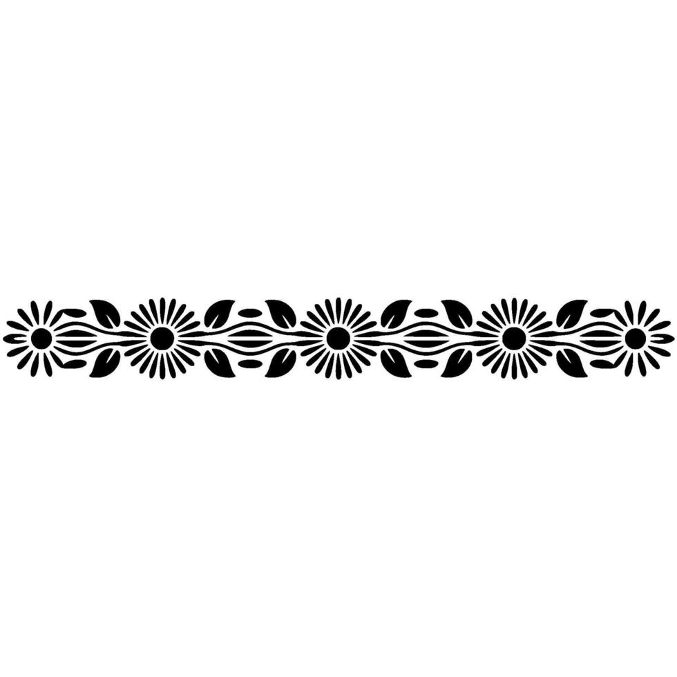 Floral Pattern Border - Minimalist Daisy and Leaf on White vector