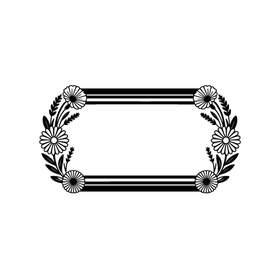 Elegant Floral Frame, Black and White , for Invitations Labels vector