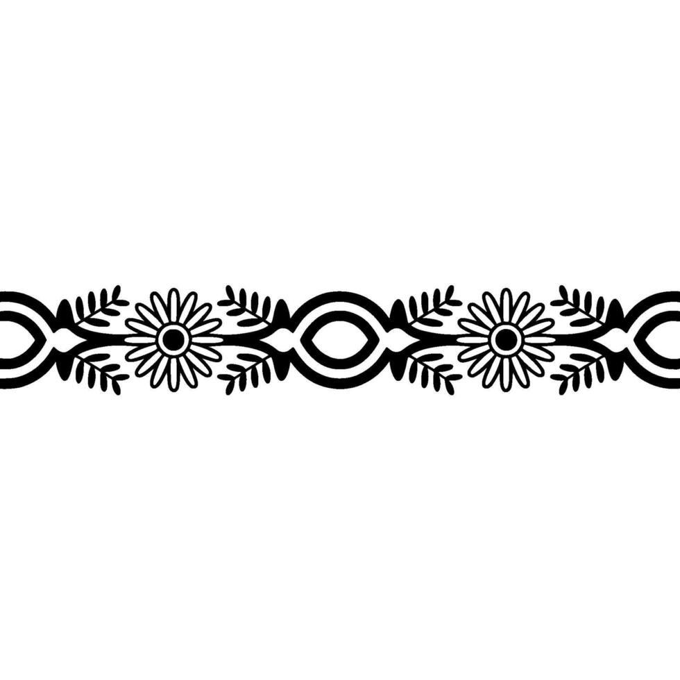 Floral Border Pattern, Black White, Minimalist vector