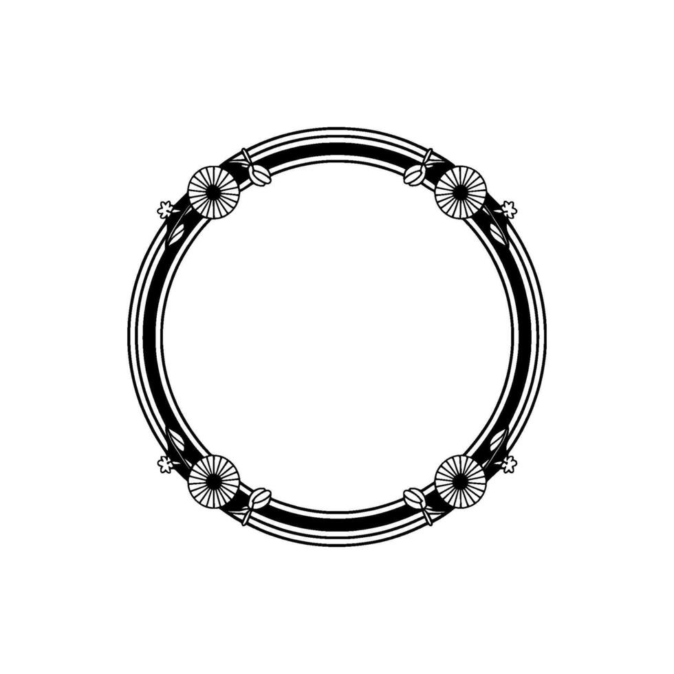 Elegant Art Deco Black White Circle Frame vector