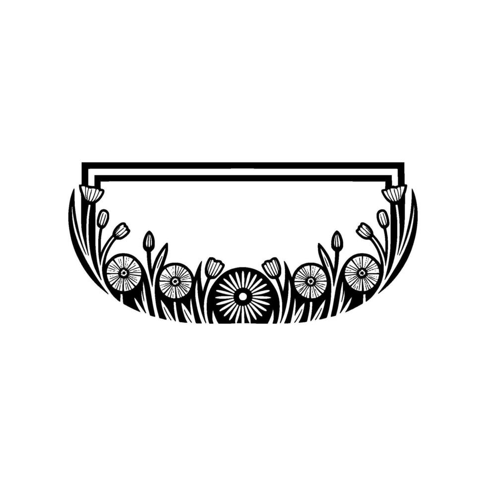 Elegant Floral Frame in Black White, Modern Botanical vector