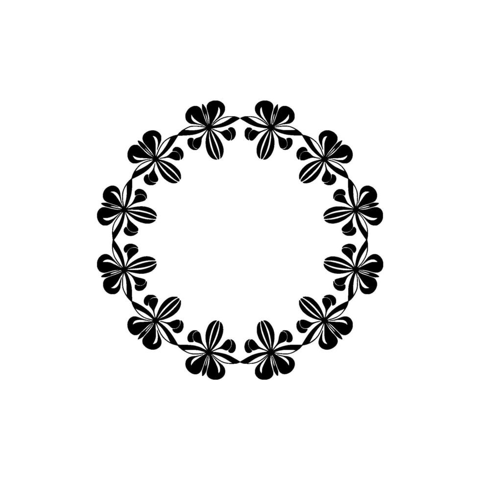 Minimalist Black Floral Wreath on Pale Gray Background, Decorative vector