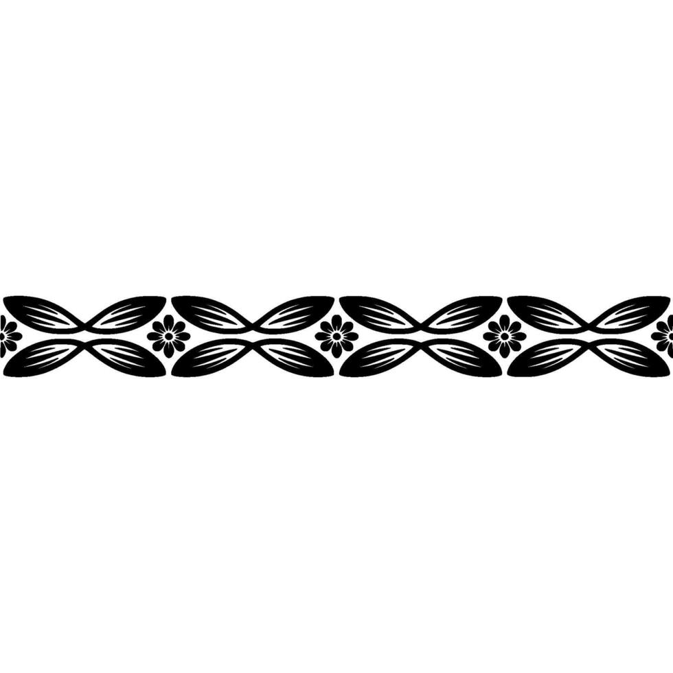 Minimalist Floral Border in Black and Gray on White, Decorative Element vector