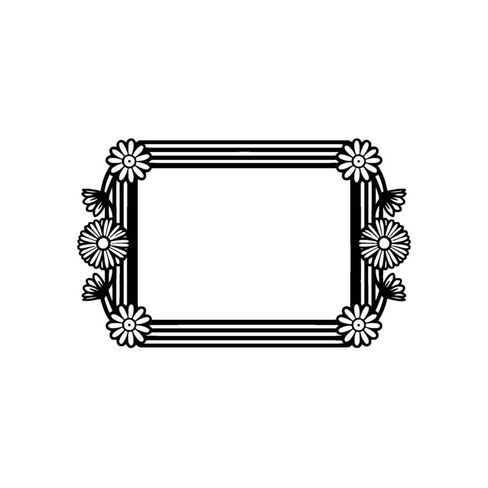 Floral Frame Elegant Black and White Daisy Border for Designs vector