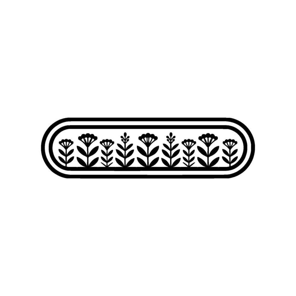 Floral Border Minimalist Black White Illustration vector