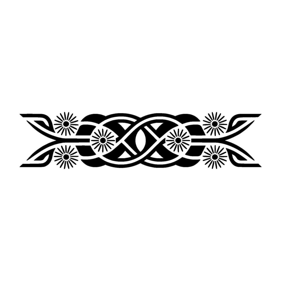 Intricate Celtic Knotwork Border with Floral Accents, Black and White vector