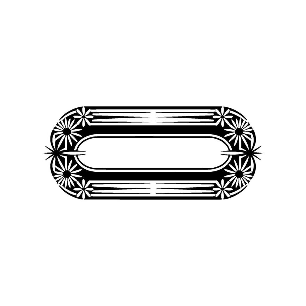 Minimalist Daisy Oval Frame Black and White Decorative vector