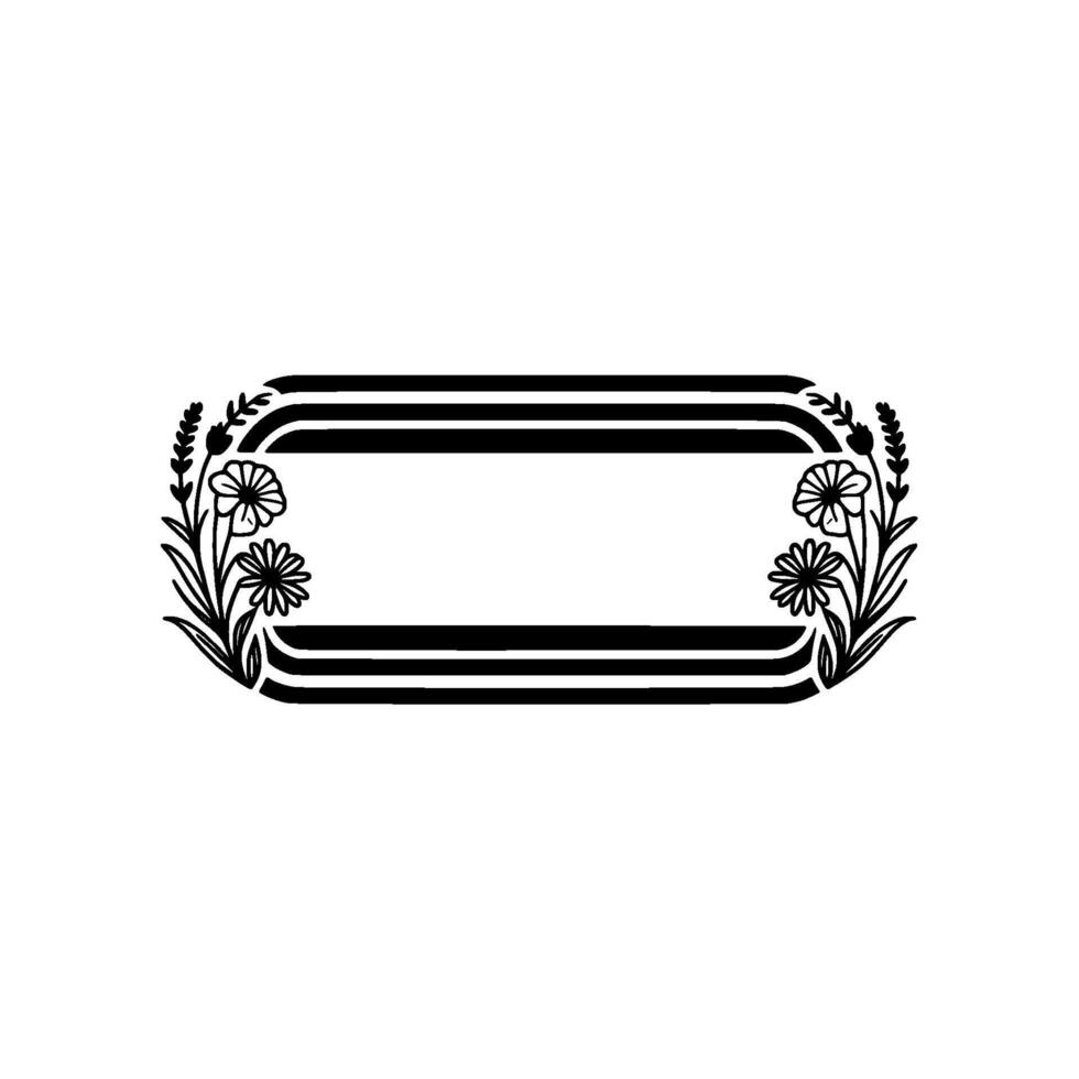 Floral Frame Element Black and White, Minimalist, Botanical vector