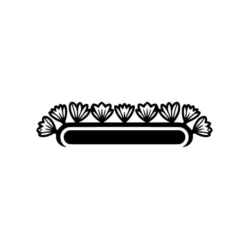 Decorative Floral Banner , Black White, Minimalist vector