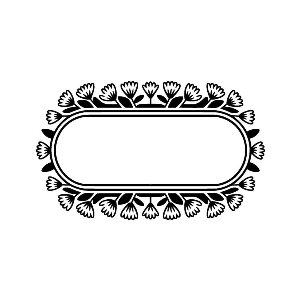 Floral Frame Border, Minimalist Black White , Elegant Invitation Element vector