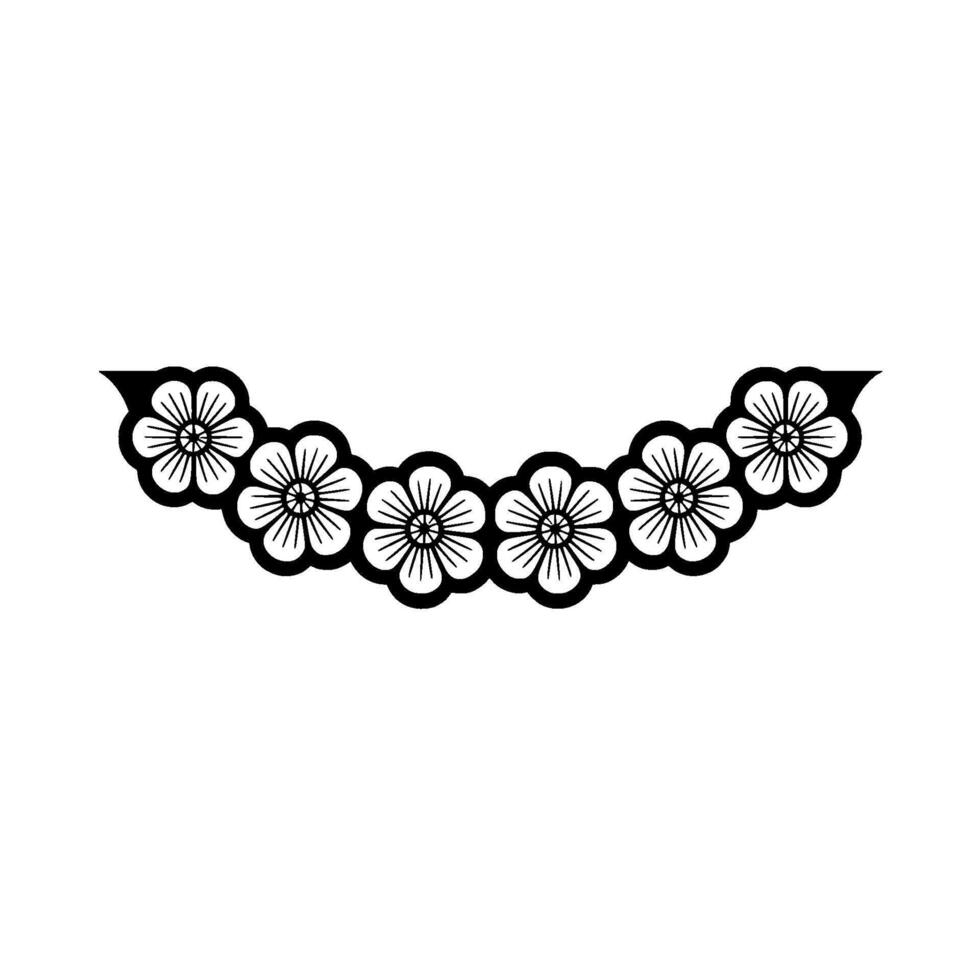 Minimalist Floral Garland, Black White, Decorative Element vector