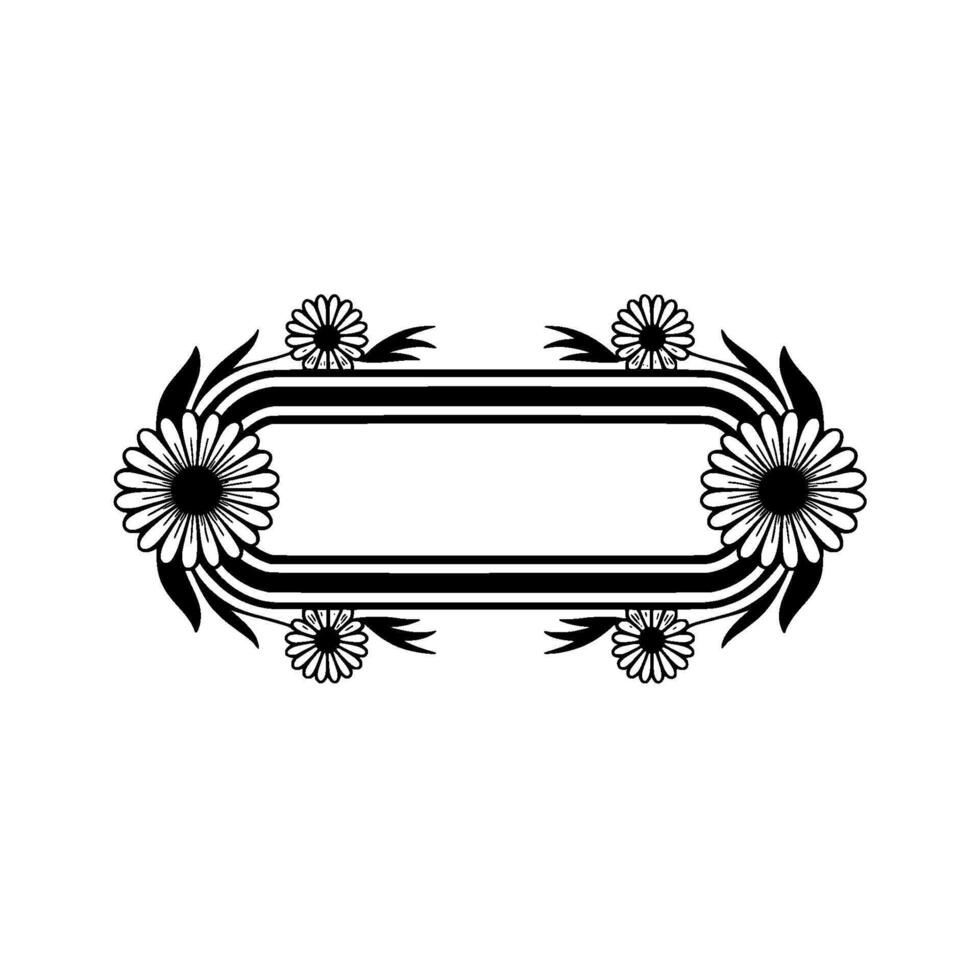 Elegant Floral Frame in Black and White, Daisies vector