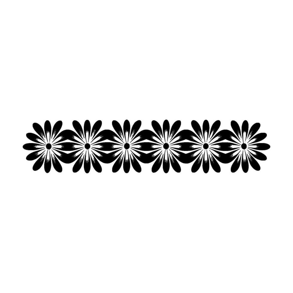 Minimalist Daisy Chain Border, Black and White, Floral Pattern vector