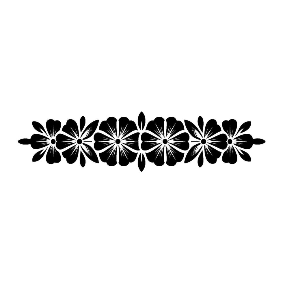 Elegant Black Floral Border on White, Element, Illustration vector