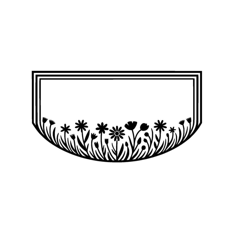 Floral Frame Elegant Black White for Invitations Branding vector