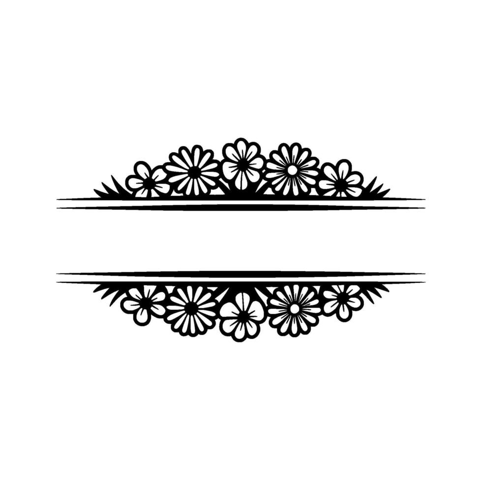 Floral Frame Border with Black White Elements vector