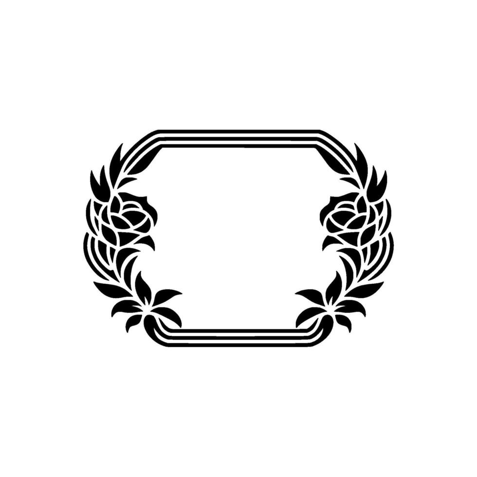 Elegant Floral Frame in Black on White Sophisticated Element vector