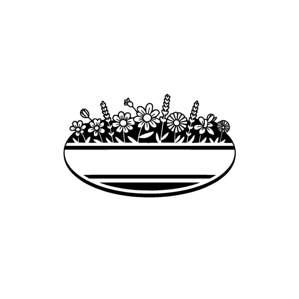 Floral Label , Black and White, Minimalist Aesthetic vector