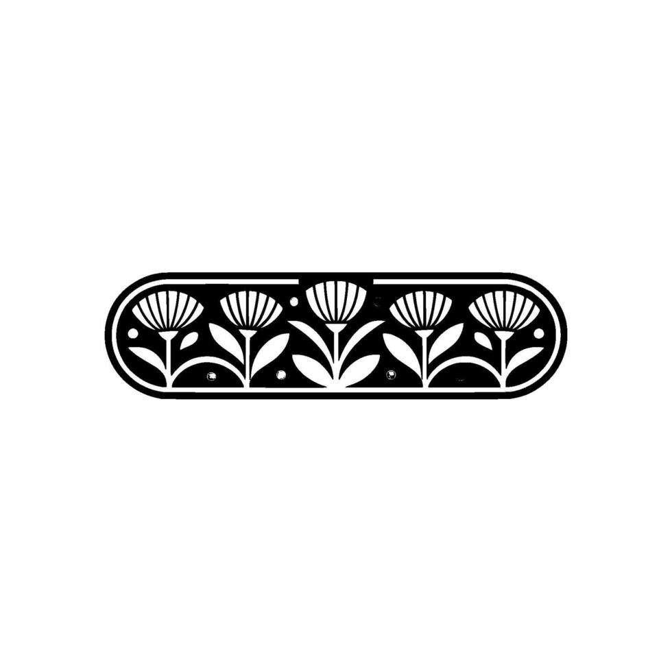 Art Deco Floral Border, Black and White , Decorative vector