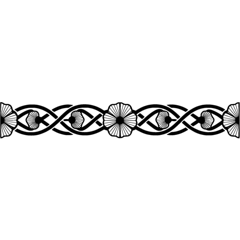 Black Floral Ornament Border, Minimalist , Isolated on White vector