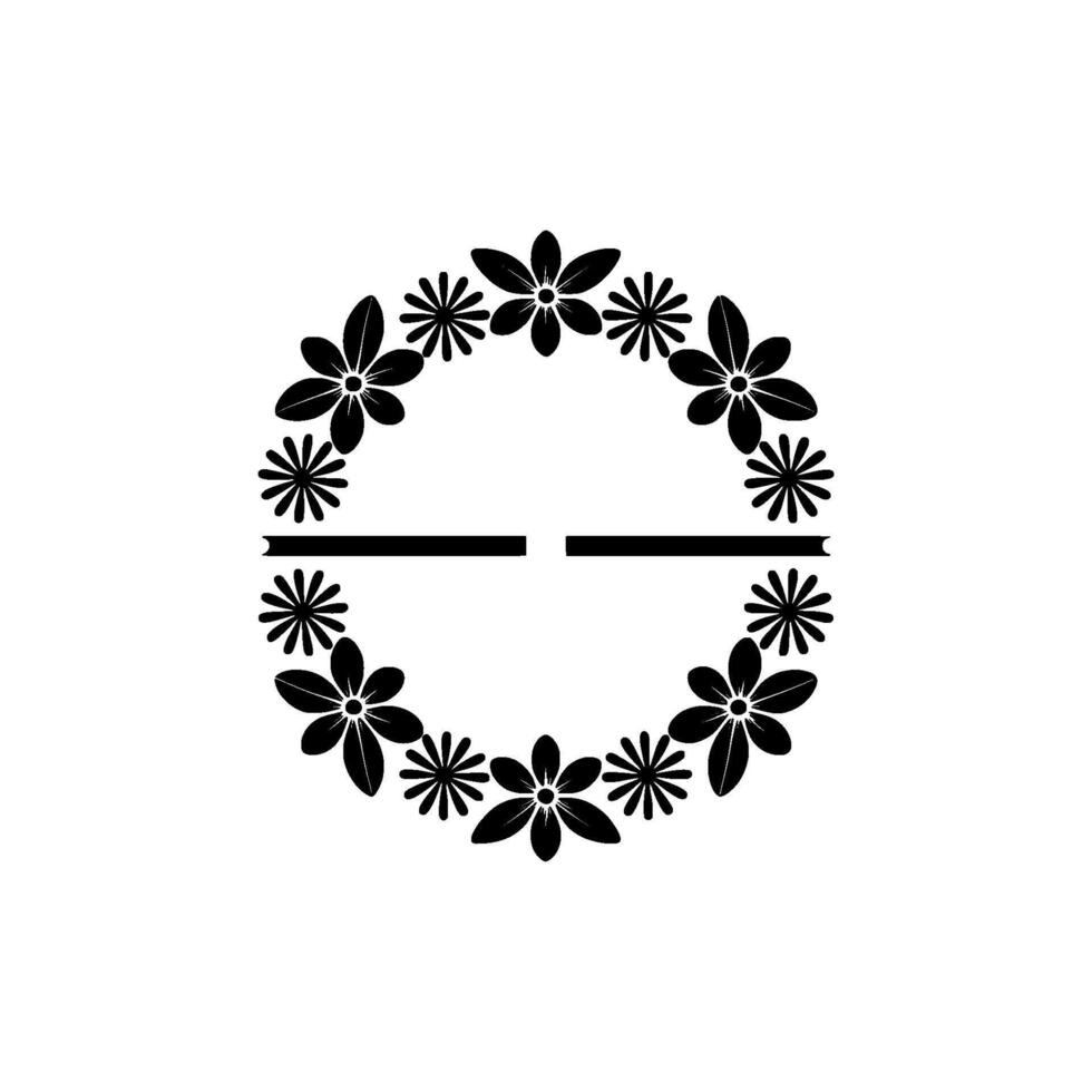 Minimalist Floral Wreath , Black Flowers on Light Background vector