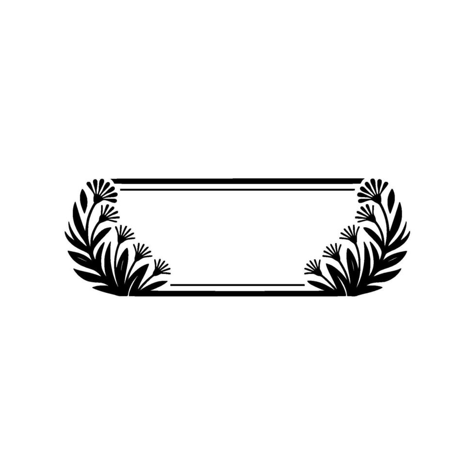 Elegant Floral Frame , Minimalist Black and White vector