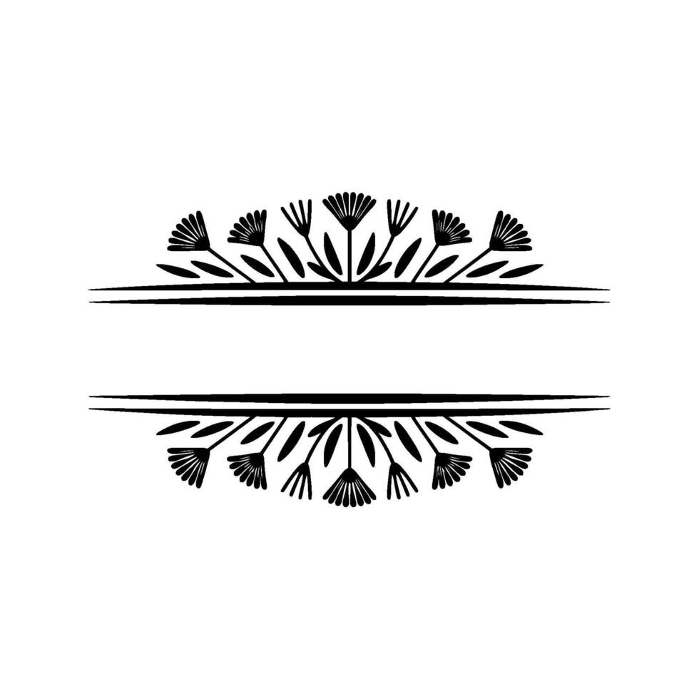 Floral Divider in Black on White, Minimalist vector