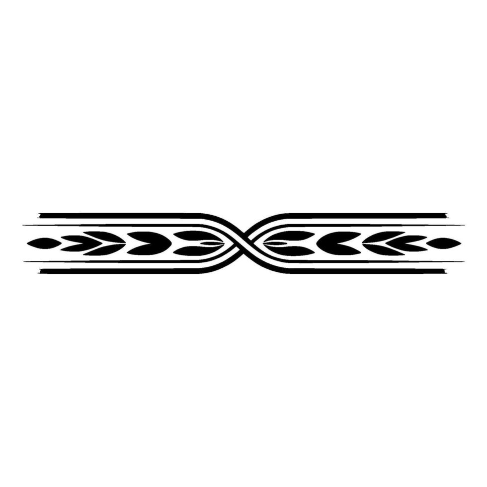 Elegant Black Floral Border Element on White Background, Leaf vector