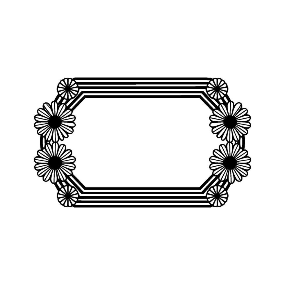Floral Frame Illustration Black and White for Labels, Stickers, and Invitations vector